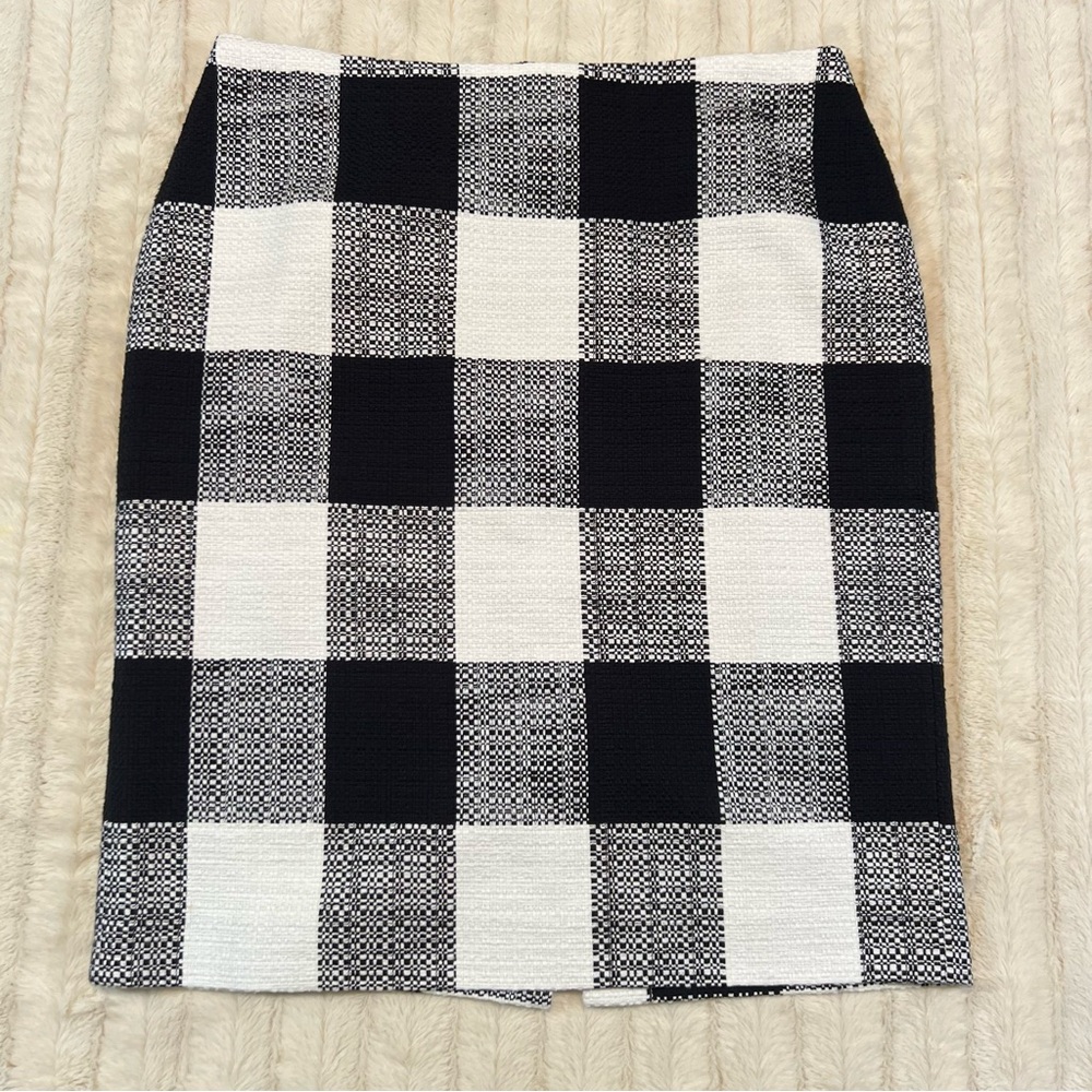 Talbots Buffalo Check Pencil Skirt Black And White Size 10 P